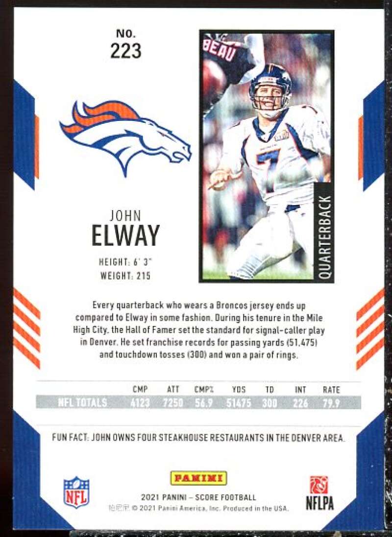 John Elway Card 2021 Score Spokes #223  Image 2