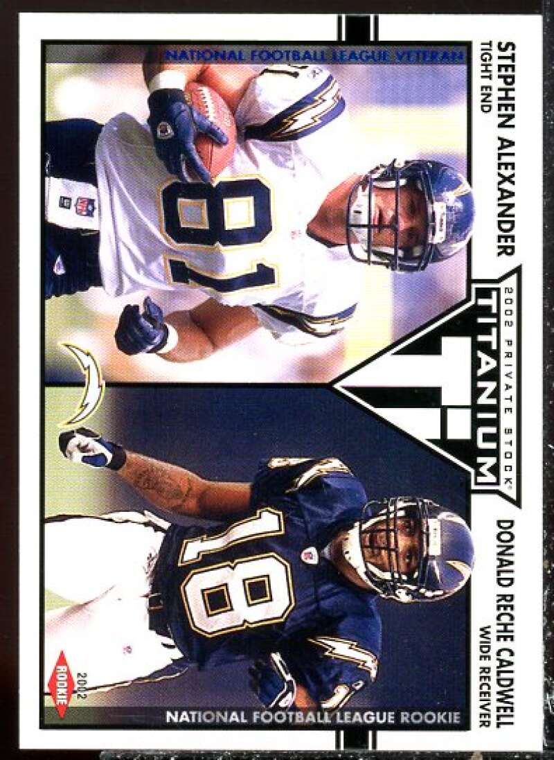 Stephen Alexander/Reche Caldwell Card 2002 Titanium Blue #163  Image 1