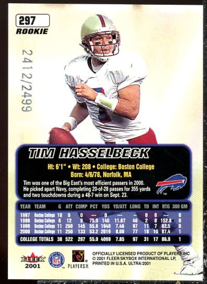 Tim Hasselbeck Rookie Card Card 2001 Ultra #297  Image 2