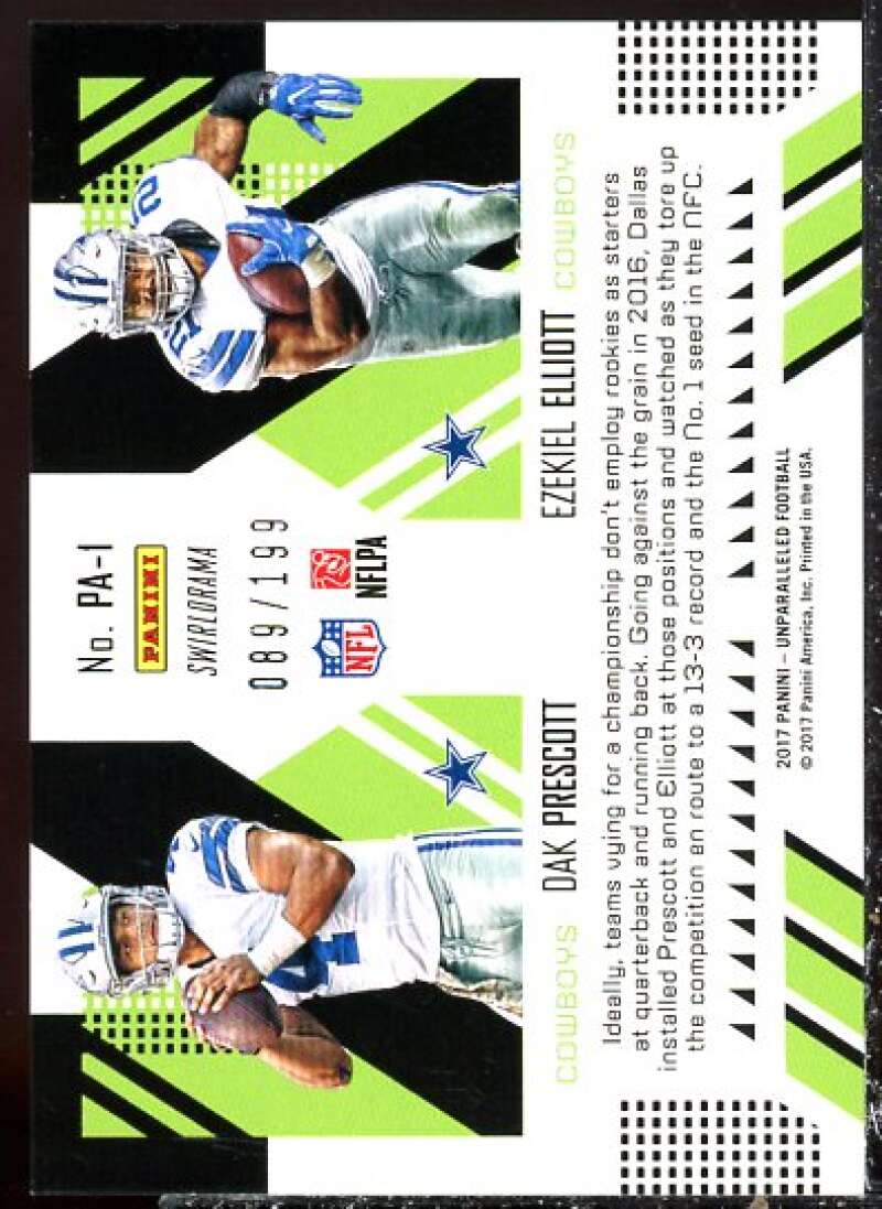 Ezekiel Elliott/Dak Prescott 2017 Panini Unparalleled Prfect Pair Lime Green #1  Image 2