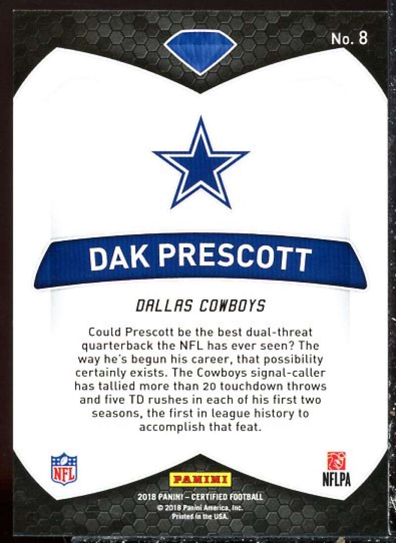 Dak Prescott Card 2018 Certified Diamonds Mirror Gold #8  Image 2