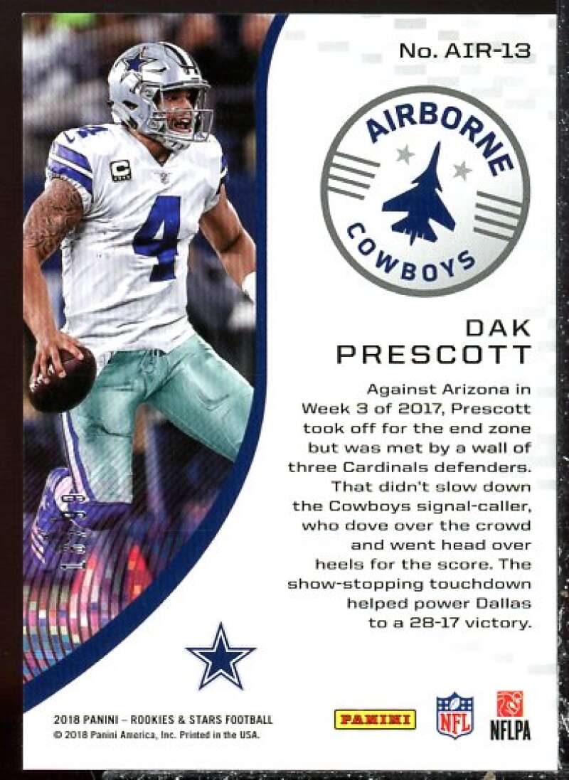 Dak Prescott Card 2018 Rookies and Stars Airborne Red #13  Image 2