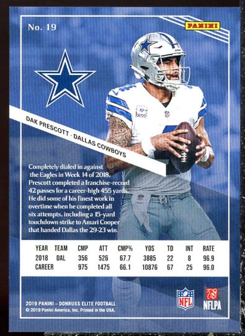 Dak Prescott Card 2019 Elite Red #19  Image 2