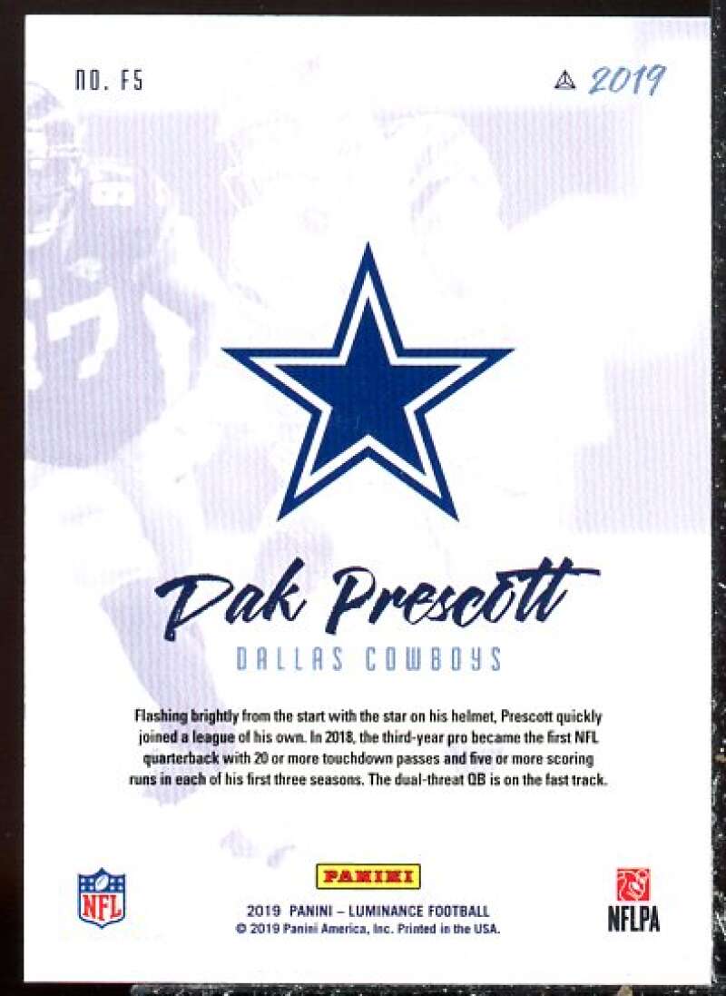 Dak Prescott Card 2019 Panini Luminance Flash Orange #5  Image 2