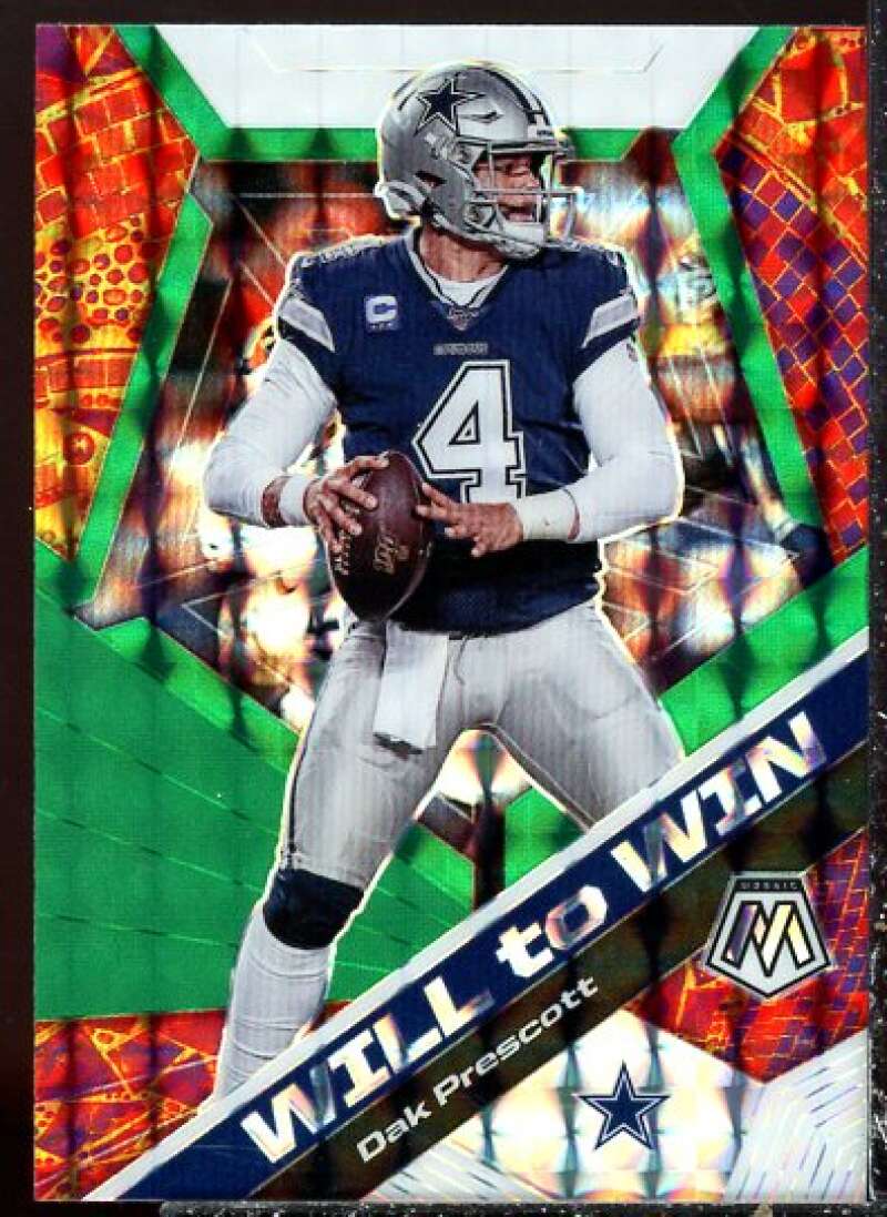 Dak Prescott Card 2020 Panini Mosaic Will to Win Mosaic Green #13  Image 1