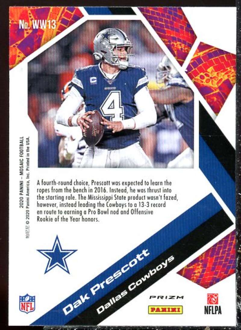 Dak Prescott Card 2020 Panini Mosaic Will to Win Mosaic Green #13  Image 2