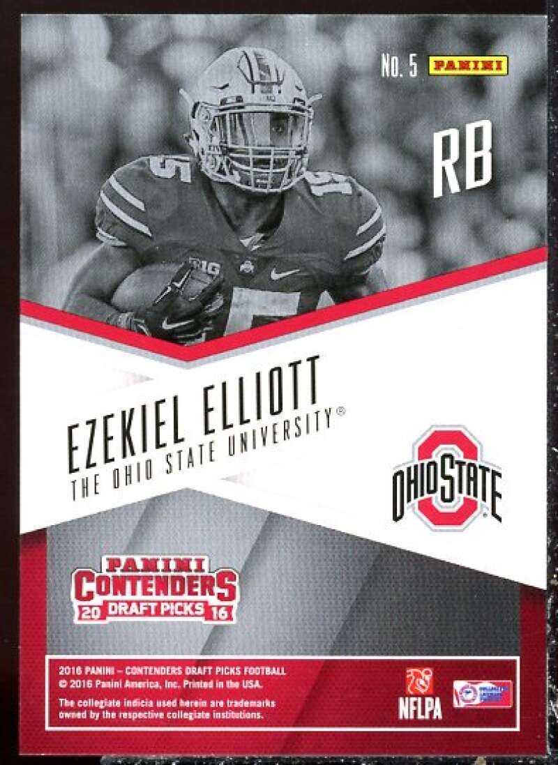 Ezekiel Elliott Rookie Card 2016 Panini Contenders Draft Picks School Colors #5  Image 2