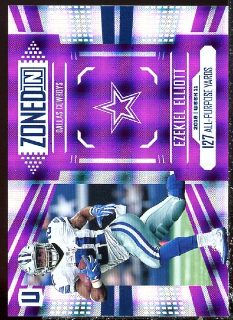 Ezekiel Elliott Card 2017 Panini Unparalleled Zoned In Purple #11  Image 1