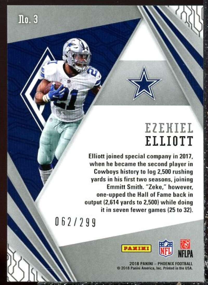 Ezekiel Elliott Card 2018 Panini Phoenix Unmatched Red #3  Image 2