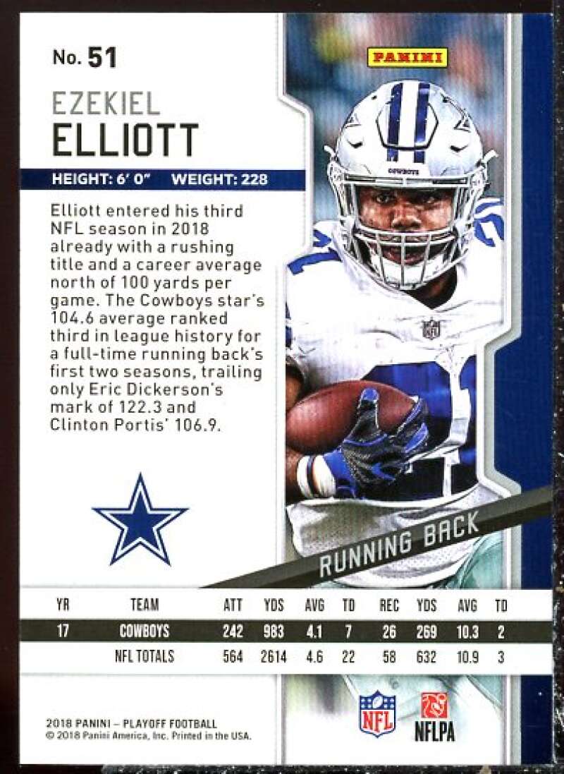 Ezekiel Elliott Card 2018 Playoff 3rd Down #51  Image 2