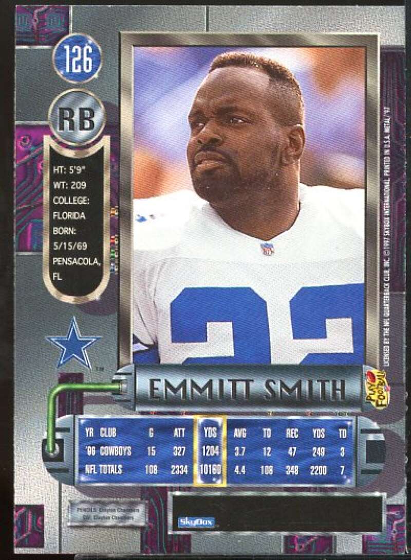 Emmitt Smith Card 1997 Metal Universe #126  Image 2