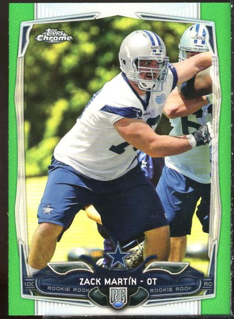 Zack Martin Rookie Card 2014 Topps Chrome Green Refractors #207  Image 1