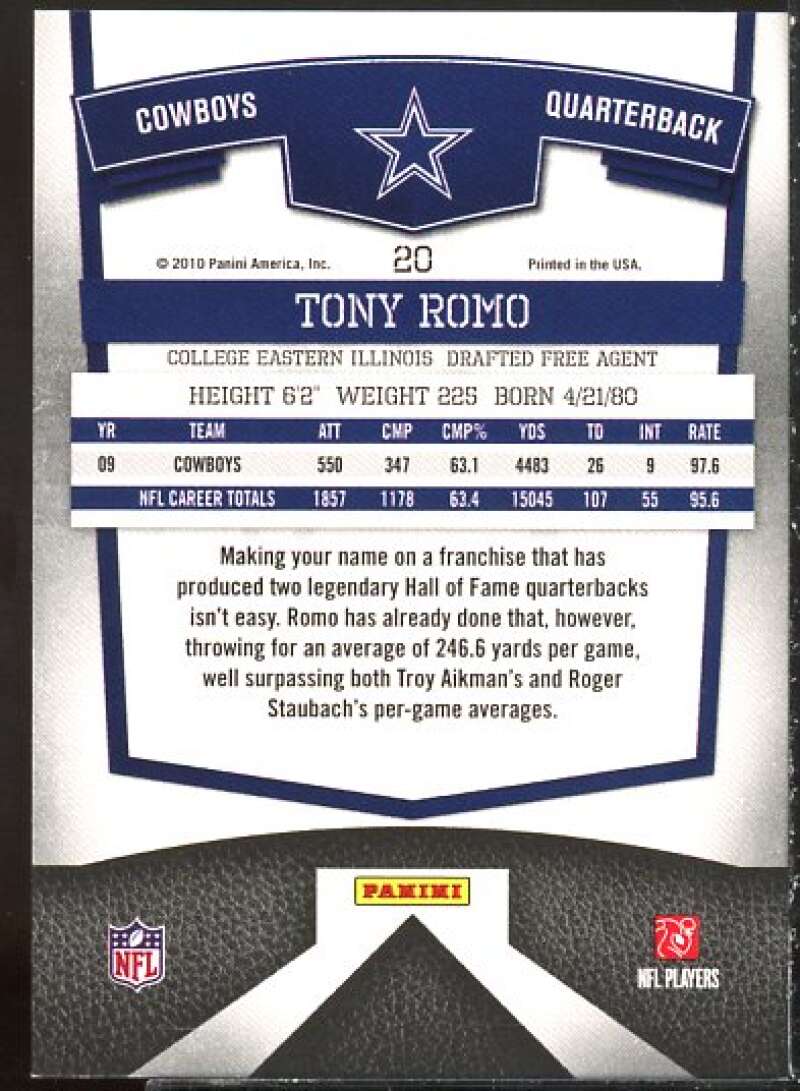 Tony Romo Card 2010 Donruss Elite National Convention #20  Image 2