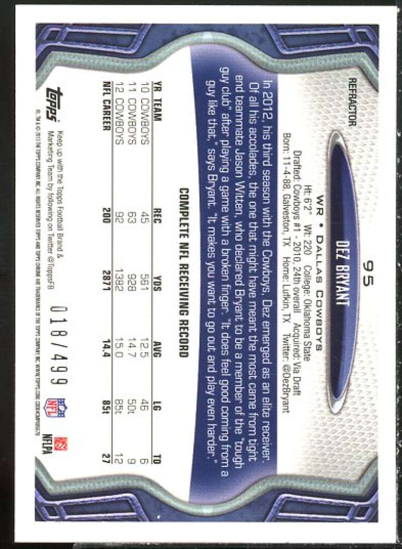 Dez Bryant Card 2013 Topps Chrome Camo Refractors #95  Image 2