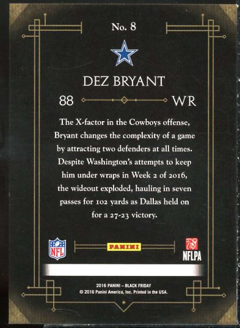 Dez Bryant Card 2016 Panini Black Friday Panini Collection Wedges #8  Image 2