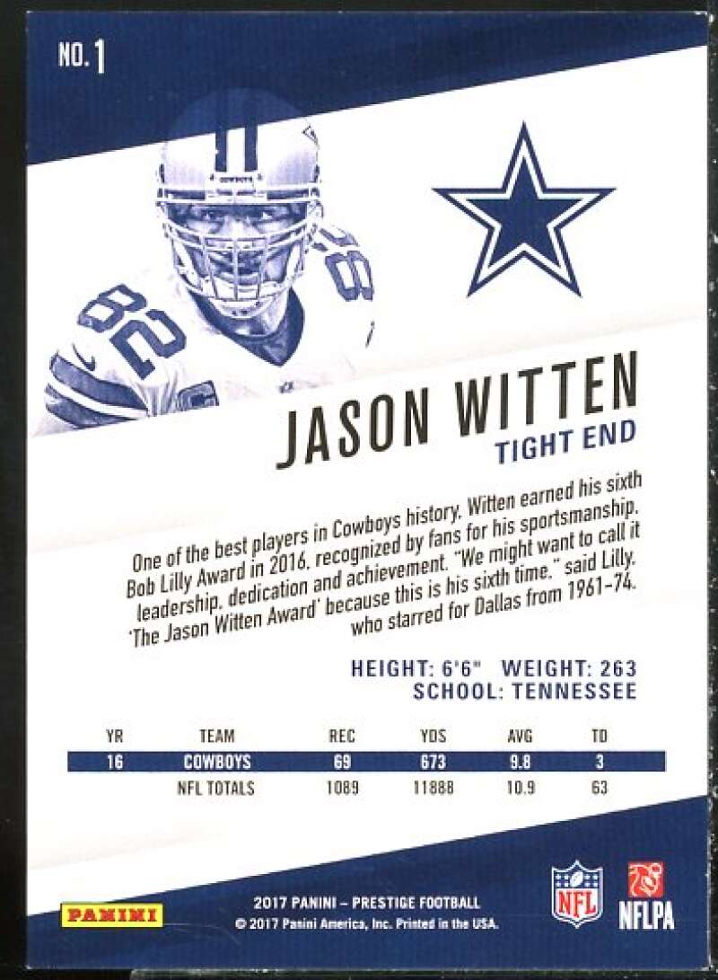 Jason Witten Card 2017 Prestige Xtra Points Purple #1  Image 2