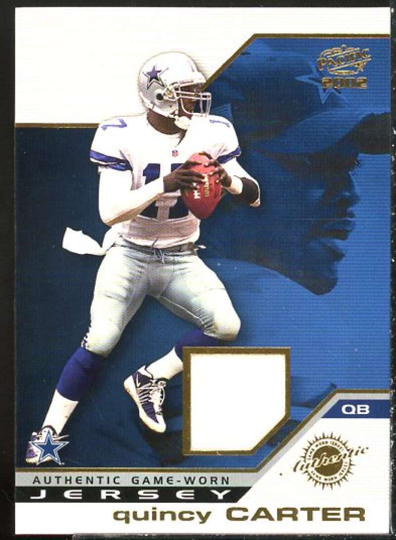 Quincy Carter Card 2002 Pacific Game Worn Jerseys #10 –