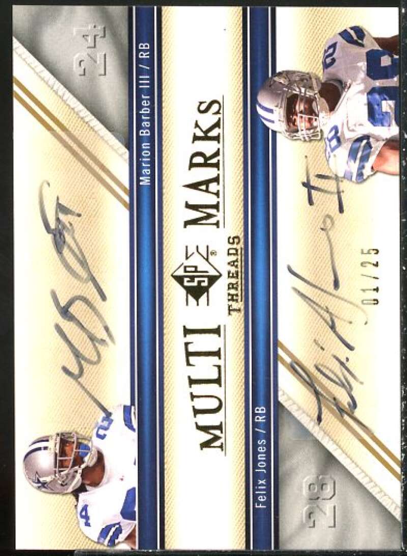 Marion Barber/25/Felix Jones Card 2009 SP Threads Multi Marks Dual #BJ  Image 1