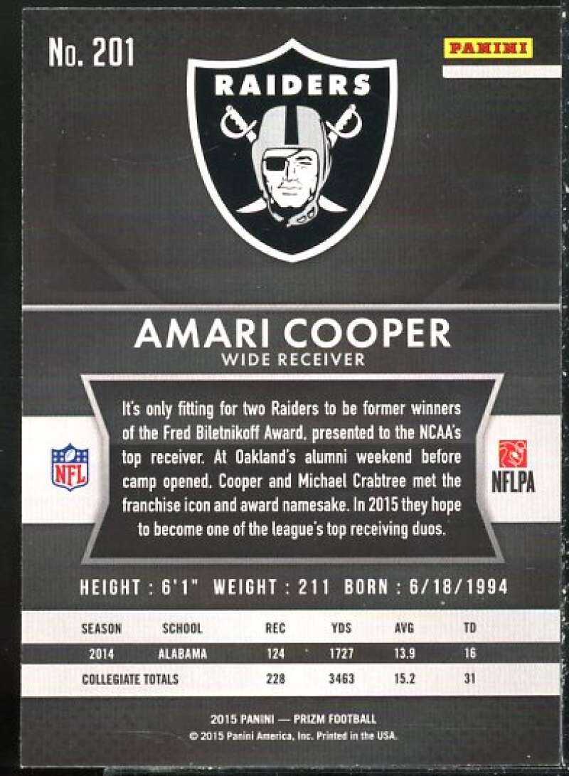 Amari Cooper RC/running Rookie Card 2015 Panini Prizm #201A  Image 2