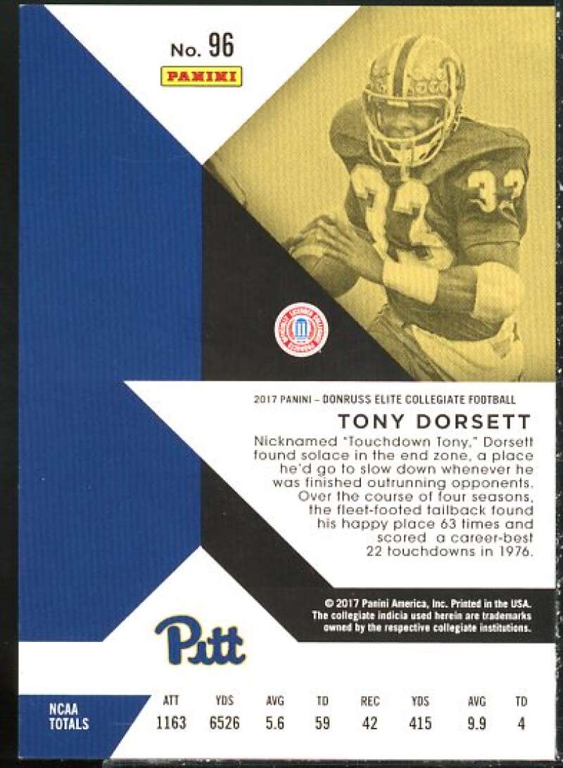 Tony Dorsett Card 2017 Elite Draft Picks Aspirations Red #96  Image 2