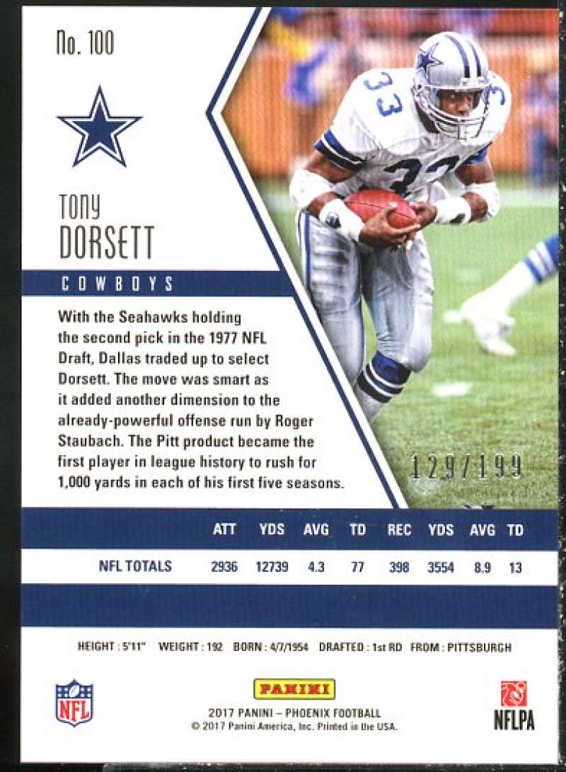 Tony Dorsett Card 2017 Panini Phoenix Pink #100  Image 2