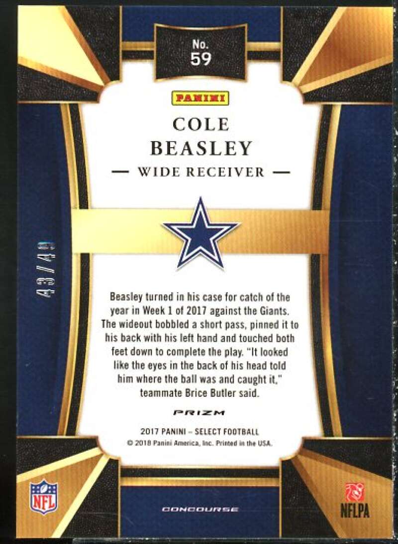 Cole Beasley Card 2017 Select Prizm Orange #59  Image 2