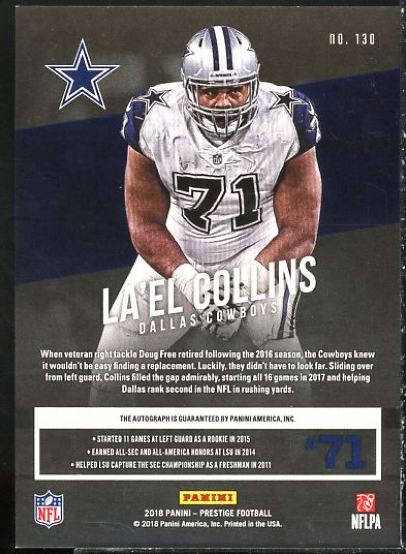 La'el Collins Card 2018 Prestige Veteran Signatures Xtra Points Blue #130  Image 2