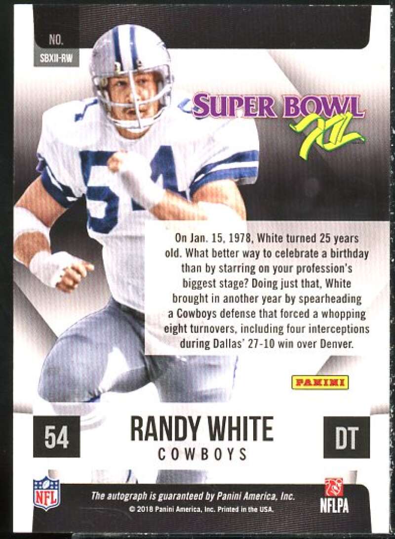 Randy White Card 2018 Panini Super Bowl Xll AU #SBXll-RW  Image 2