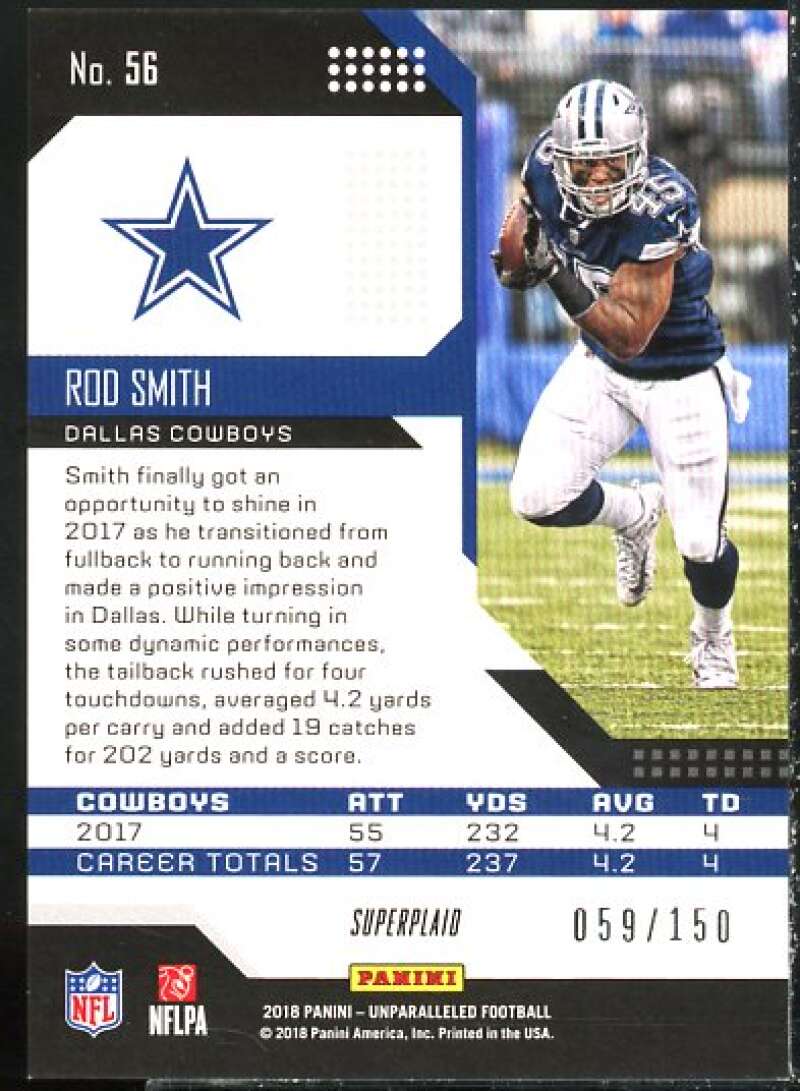 Rod Smith Card 2018 Panini Unparalleled Superplaid #56  Image 2