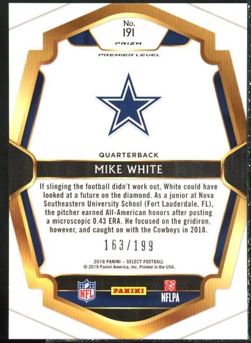 Mike White Rookie Card 2018 Select Prizm Tri Color #191  Image 2