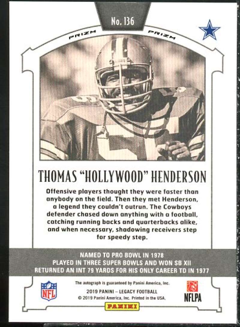 Thomas Hollywood Henderson AU Card 2019 Panini Legacy Premium Penmanship #136  Image 2