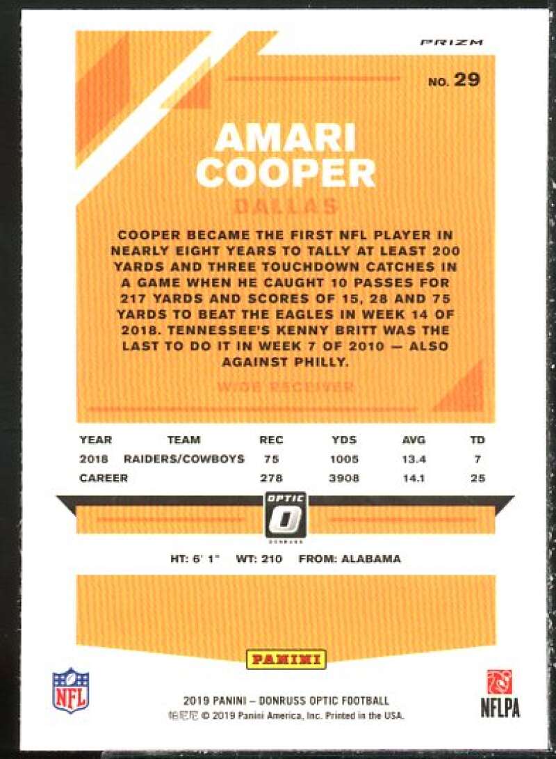 Amari Cooper Card 2019 Donruss Optic Holo #29  Image 2