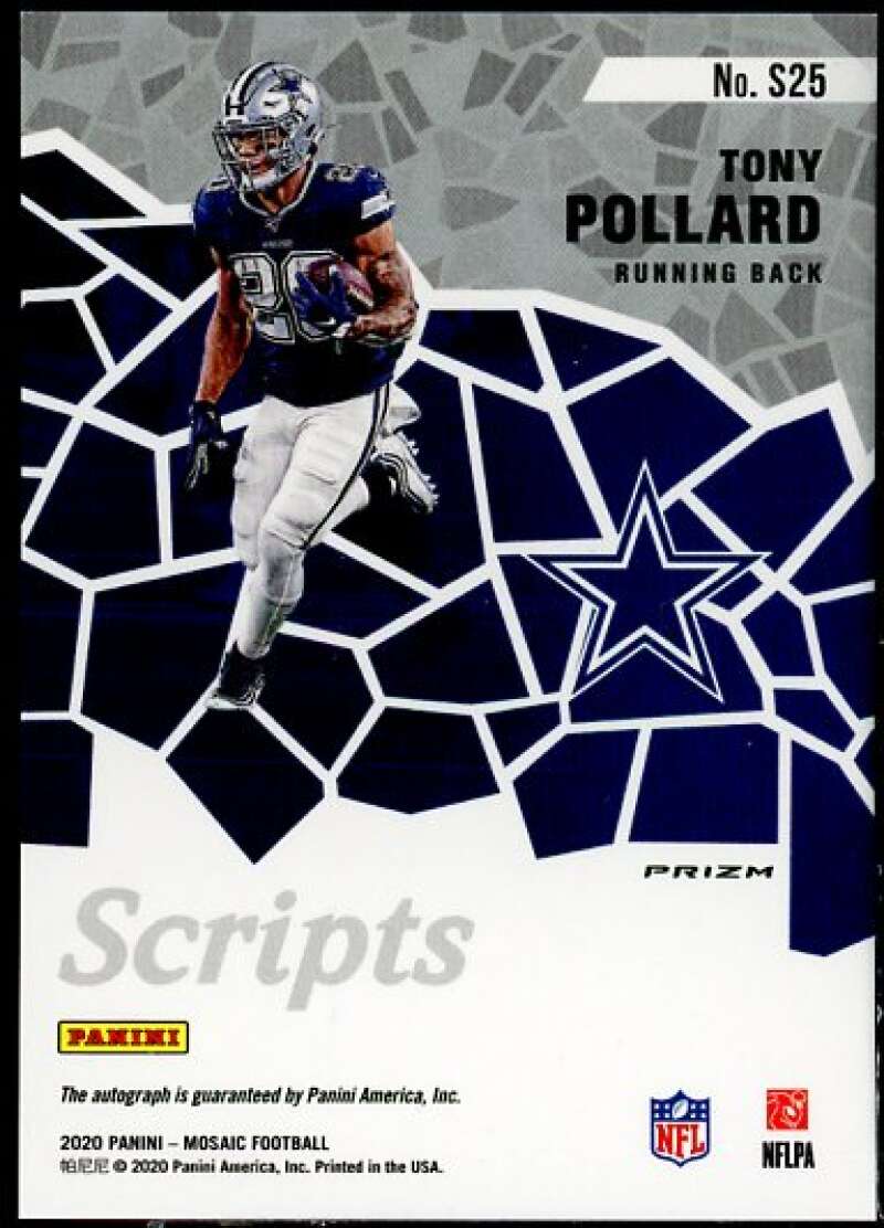 Tony Pollard Card 2020 Panini Mosaic Scripts Orange #25  Image 2