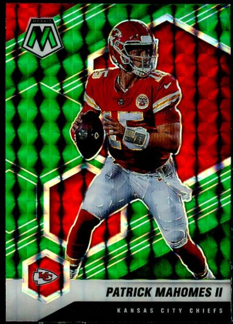 Patrick Mahomes II Card 2021 Panini Mosaic Mosaic Green #1  Image 1