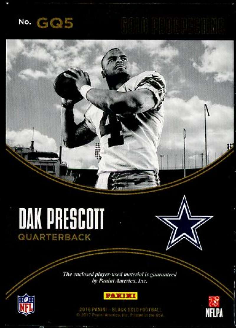 Dak Prescott 2016 Panini Black Gold Gold Prospecting Quad Materials White Gold 5 Image 2