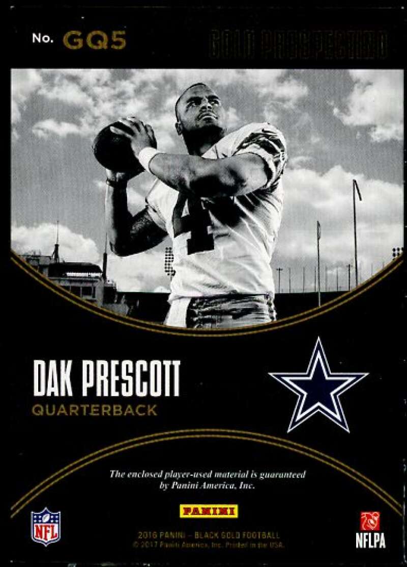 Dak Prescott 2016 Panini Black Gold Prospecting Quad Materials White Gold #5 Image 2