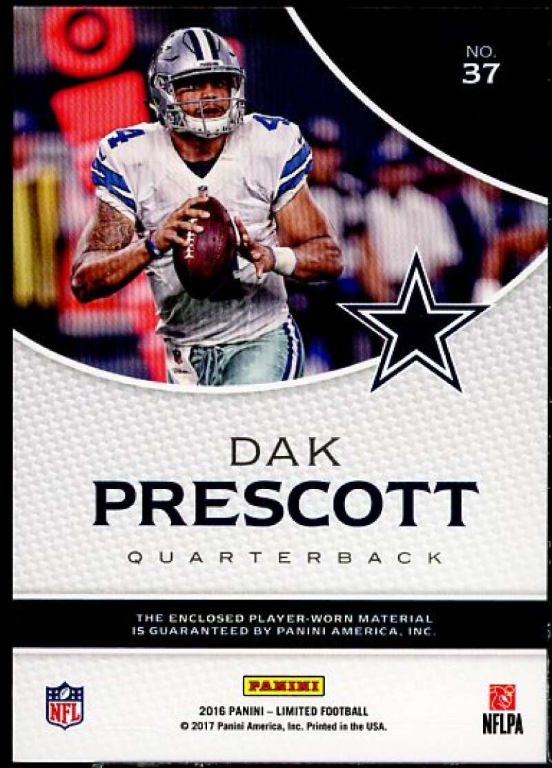 Dak Prescott Rookie Card 2016 Limited Star Factor Swatches #37  Image 2