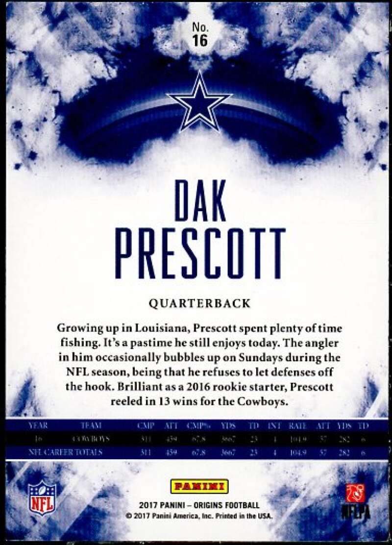 Dak Prescott Card 2017 Panini Origins Blue #16  Image 2