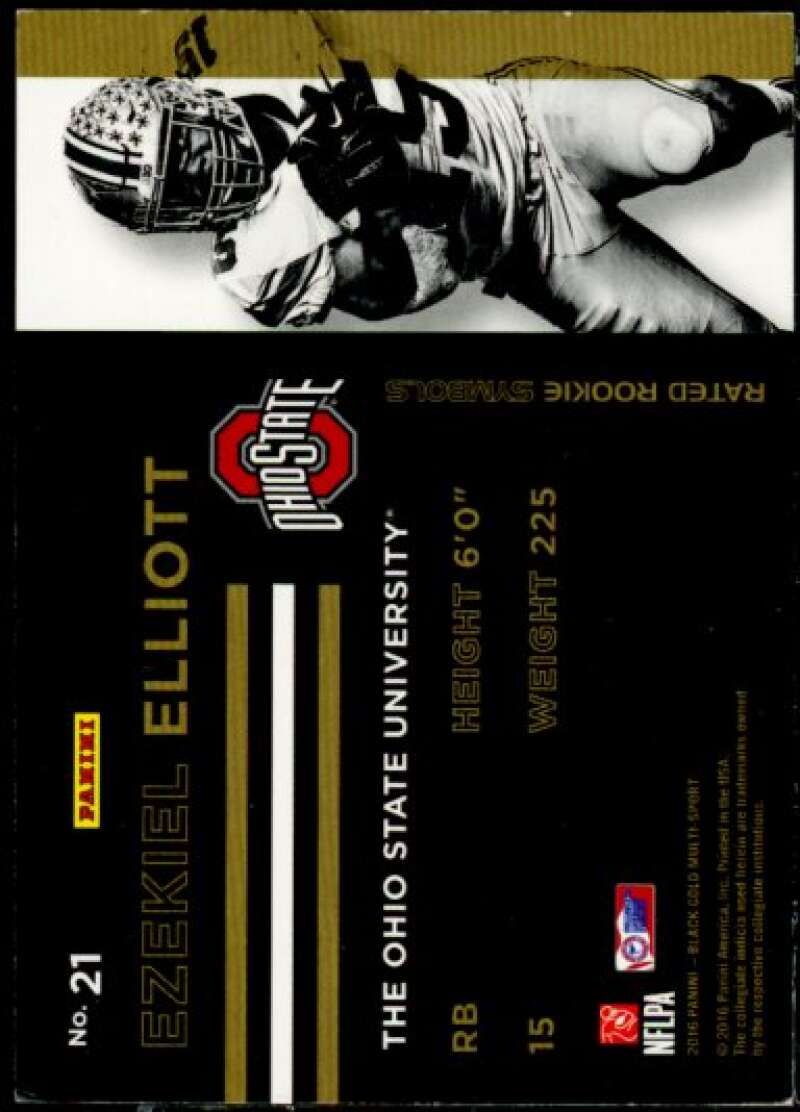 Ezekiel Elliott 2016 Black Gold Collegiate Rated Rookie Symbols White Gold #21  Image 2