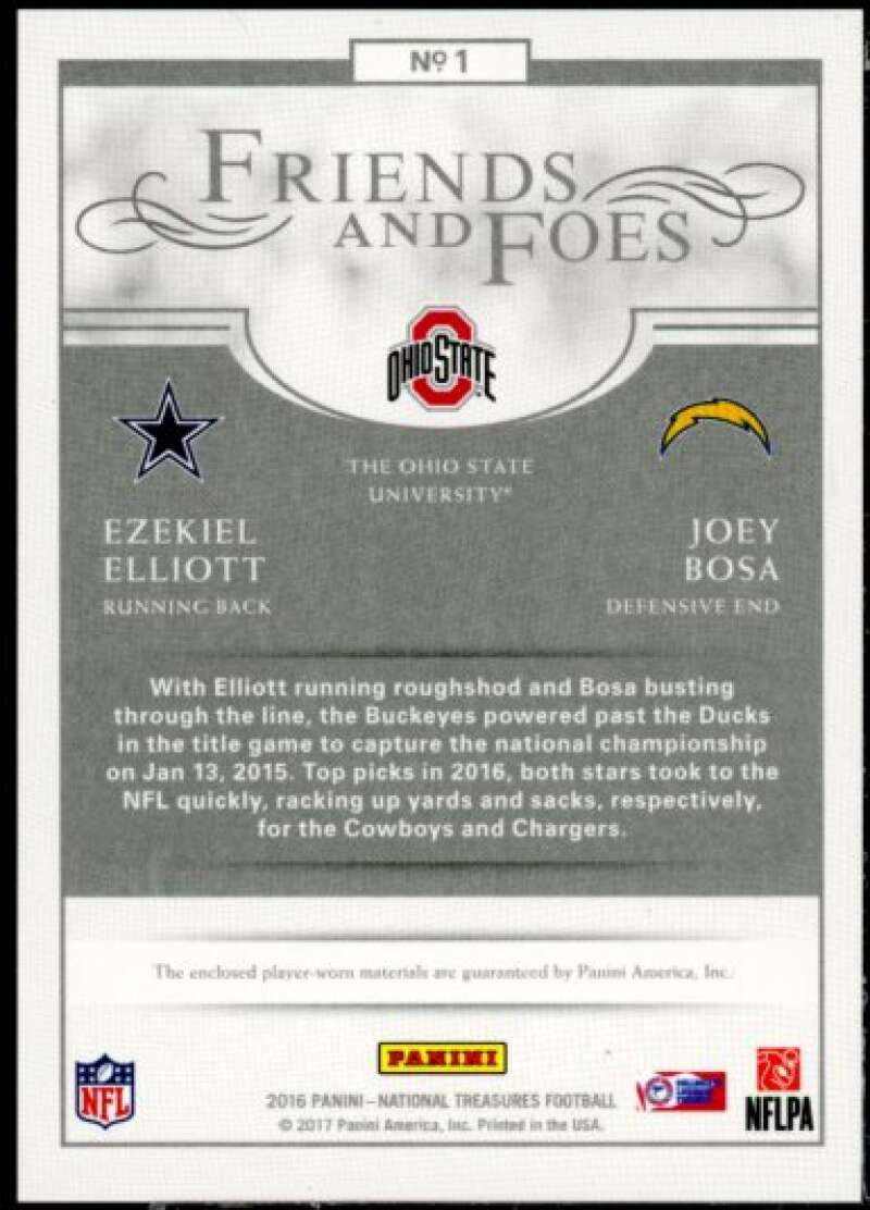 Bosa/Ezekiel Elliott 2016 National Treasures Friends and Foes Quad Materials #1  Image 2