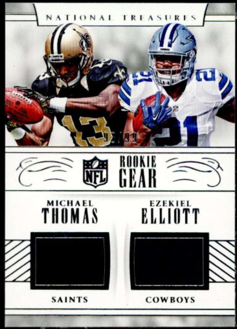 Ezekiel Elliott/Thomas 2016 National Treasures Rookie NFL Gear Materials #1  Image 1