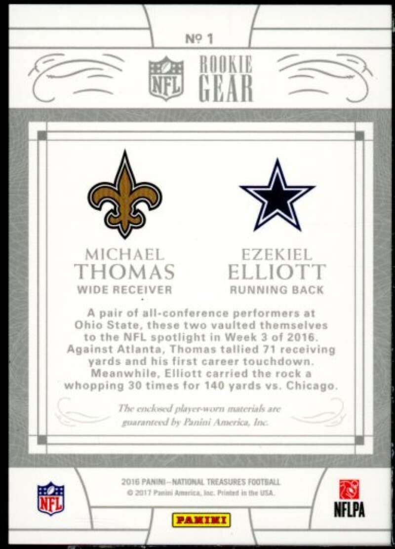 Ezekiel Elliott/Thomas 2016 National Treasures Rookie NFL Gear Materials #1  Image 2