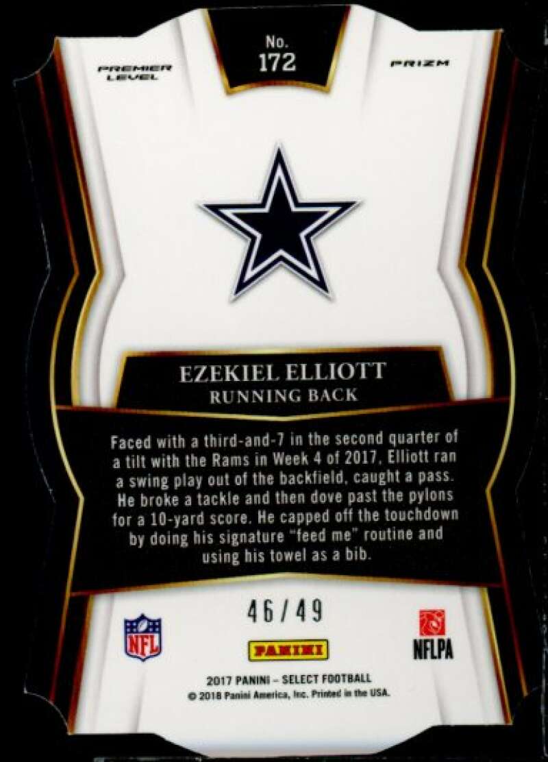 Ezekiel Elliott Card 2017 Select Prizm Neon Green #172  Image 2