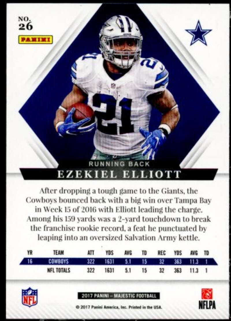 Ezekiel Elliott Card 2017 Panini Majestic #26  Image 2