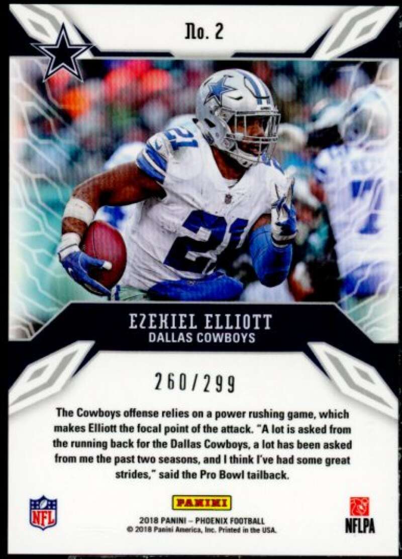 Ezekiel Elliott Card 2018 Panini Phoenix Adrenaline Rush Red #2  Image 2