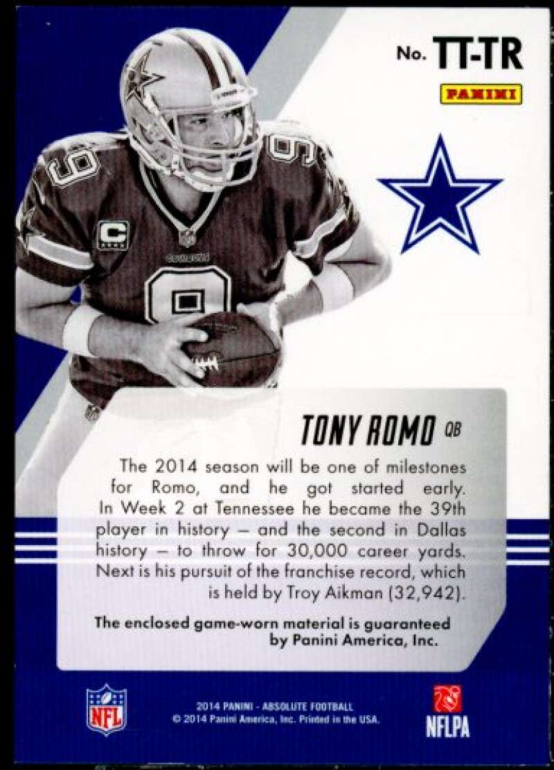 Tony Romo Card 2014 Absolute Tools of the Trade #TTTRO  Image 2