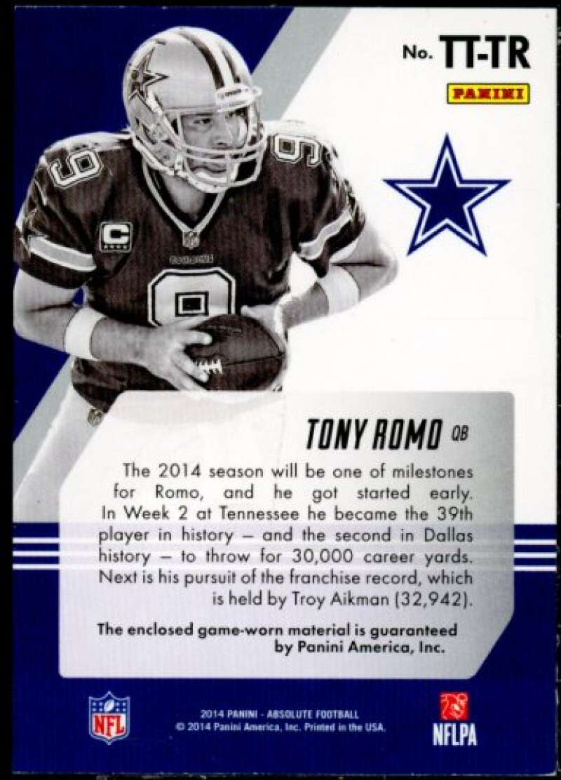 Tony Romo Card 2014 Absolute Tools of the Trade Prime #TTTRO  Image 2