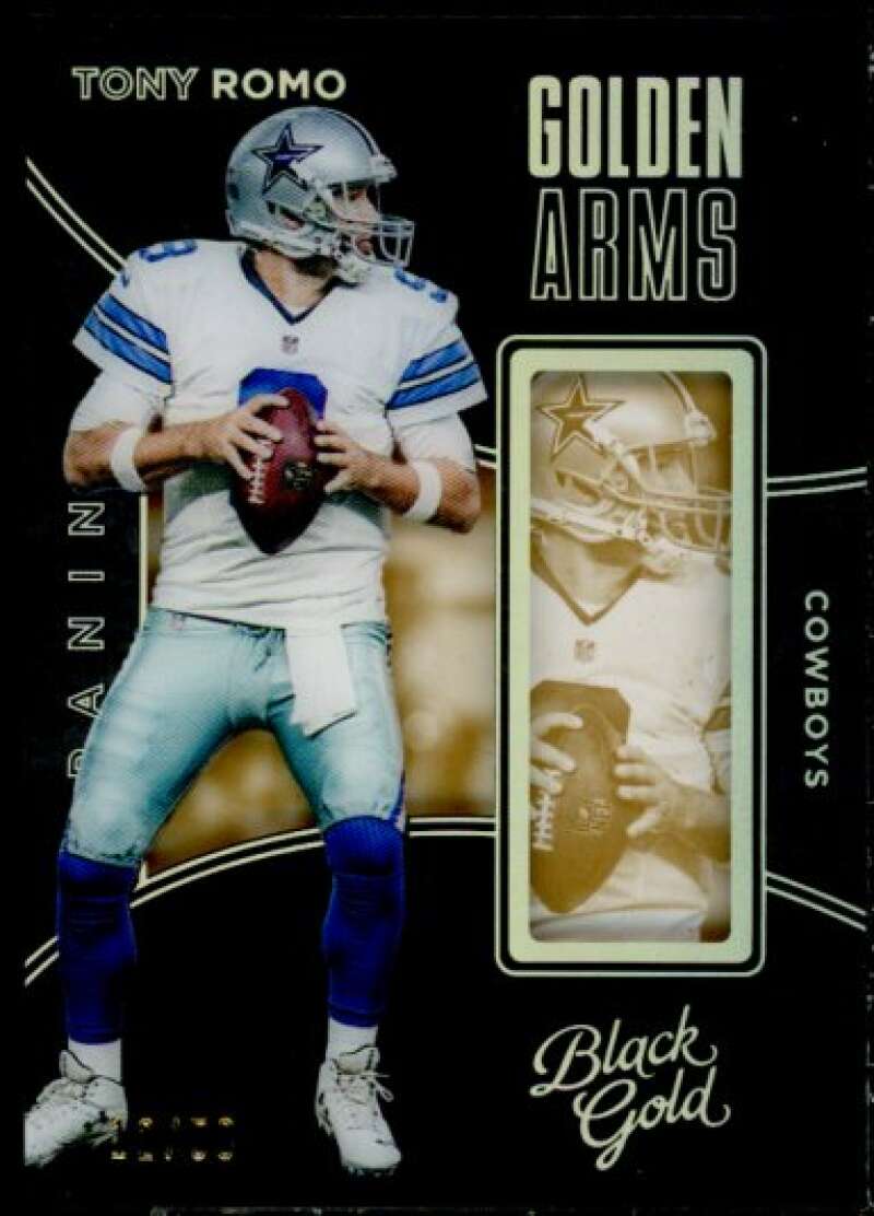 Tony Romo Card 2016 Panini Black Gold Golden Arms Holo White Gold #5  Image 1