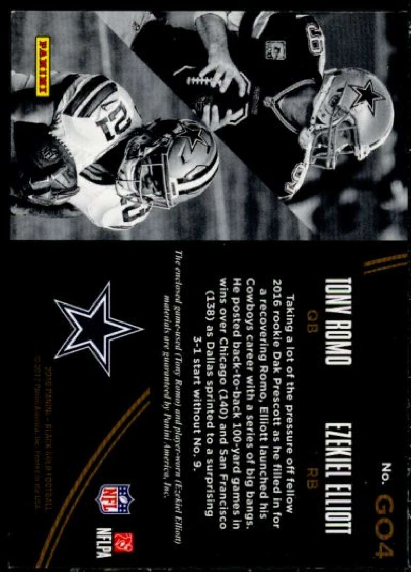 Tony Romo/Ezekiel Elliott 2016 Panini Black Gold Golden Opportunity Material #4  Image 2