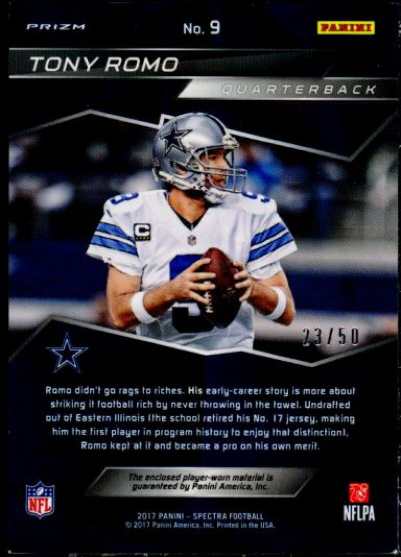 Tony Romo Card 2017 Panini Spectra Epic Legends Materials #9  Image 2